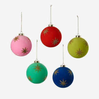 Flocked Star Ball Ornament - Boutique Bella BellaOrnaments