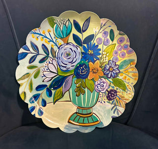 Floral Bouquet Scallop Edge Tray - Boutique Bella BellaServing Tray