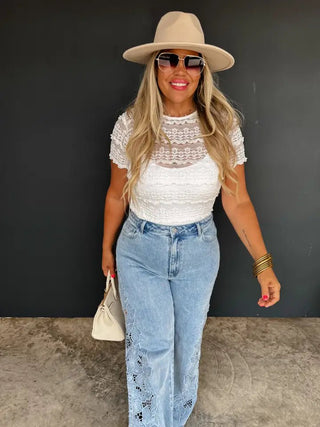 Floral Charm Wide Leg Jean - Boutique Bella BellaJeans