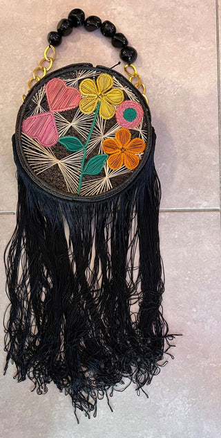 Floral Circle Fringe Purse - Boutique Bella BellaPurses