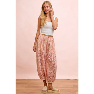 Floral Lace Balloon Pants with Inner Shorts - Boutique Bella BellaPants