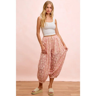 Floral Lace Balloon Pants with Inner Shorts - Boutique Bella BellaPants