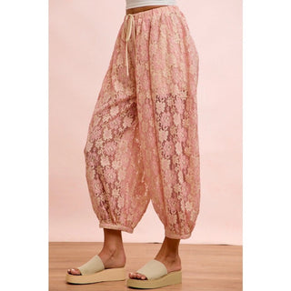 Floral Lace Balloon Pants with Inner Shorts - Boutique Bella BellaPants