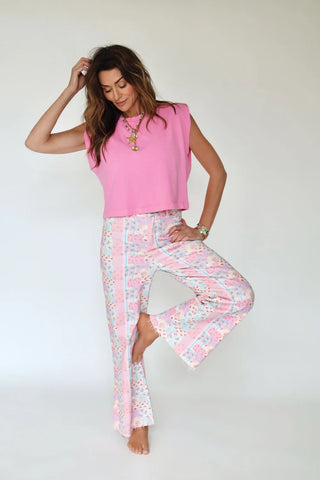 Floral Patchwork Denim Pants - Boutique Bella BellaPants