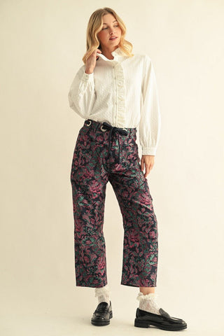 Floral Whimsy Jacquard Pants - Boutique Bella BellaPants