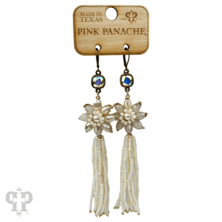 Flower and tassel chandelier statement earring, Austrian crystal - LC - Boutique Bella BellaEarrings