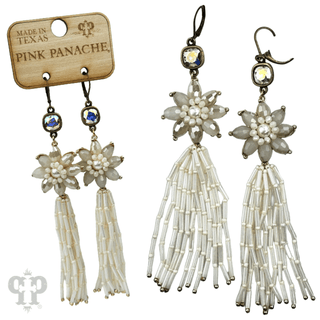 Flower and tassel chandelier statement earring, Austrian crystal - LC - Boutique Bella BellaEarrings