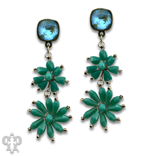 Flower bead and Austrian crystal dangle earring - LC - Boutique Bella BellaEarrings