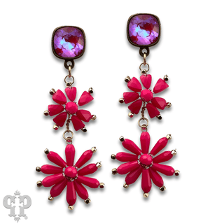 Flower bead and Austrian crystal dangle earring - LC - Boutique Bella BellaEarrings