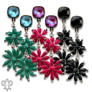 Flower bead and Austrian crystal dangle earring - LC - Boutique Bella BellaEarrings