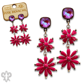 Flower bead and Austrian crystal dangle earring - LC - Boutique Bella BellaEarrings