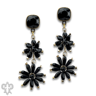 Flower bead and Austrian crystal dangle earring - LC - Boutique Bella BellaEarrings