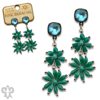 Flower bead and Austrian crystal dangle earring - LC - Boutique Bella BellaEarrings