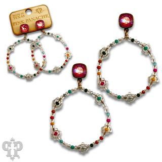 Flower bead circle earring with Austrian crystal - Boutique Bella BellaEarrings