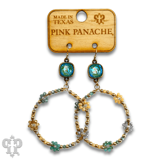 Flower bead circle earring with Austrian crystal - Boutique Bella BellaEarrings