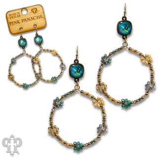 Flower bead circle earring with Austrian crystal - Boutique Bella BellaEarrings
