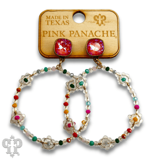 Flower bead circle earring with Austrian crystal - Boutique Bella BellaEarrings