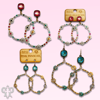 Flower bead circle earring with Austrian crystal - Boutique Bella BellaEarrings