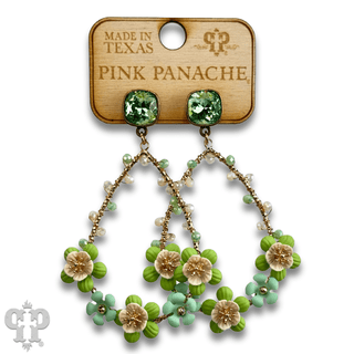 Flower bead wrapped teardrop earring with Austrian crystal - Boutique Bella BellaEarrings