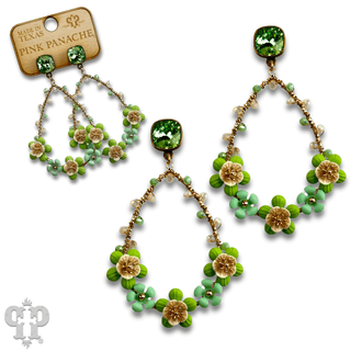 Flower bead wrapped teardrop earring with Austrian crystal - Boutique Bella BellaEarrings