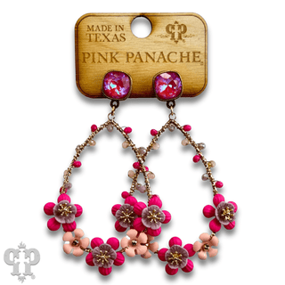 Flower bead wrapped teardrop earring with Austrian crystal - Boutique Bella BellaEarrings