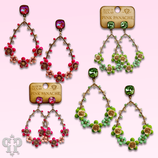 Flower bead wrapped teardrop earring with Austrian crystal - Boutique Bella BellaEarrings