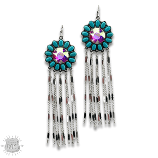 Flower concho fringe earring - Boutique Bella BellaEarrings