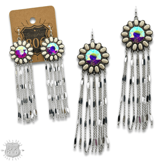 Flower concho fringe earring - Boutique Bella BellaEarrings