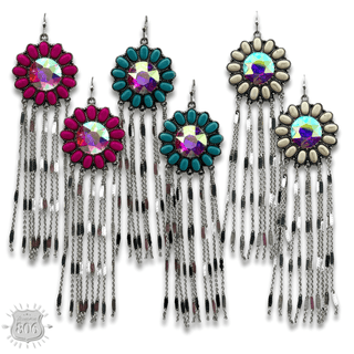 Flower concho fringe earring - Boutique Bella BellaEarrings