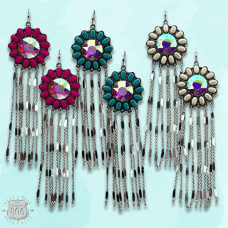 Flower concho fringe earring - Boutique Bella BellaEarrings