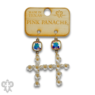 Flower cross charm earring with Austrian crystal - Boutique Bella BellaEarrings