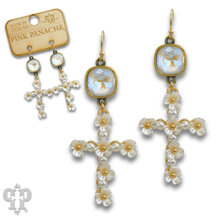 Flower cross charm earring with Austrian crystal - Boutique Bella BellaEarrings
