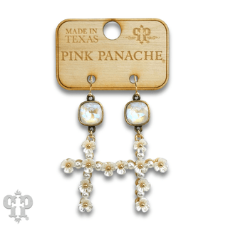 Flower cross charm earring with Austrian crystal - Boutique Bella BellaEarrings