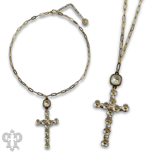 Flower cross necklace with crystal from Swarovski® - Boutique Bella BellaNecklaces