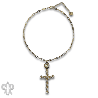 Flower cross necklace with crystal from Swarovski® - Boutique Bella BellaNecklaces