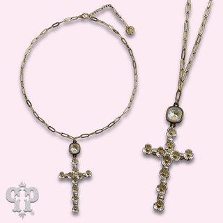 Flower cross necklace with crystal from Swarovski® - Boutique Bella BellaNecklaces