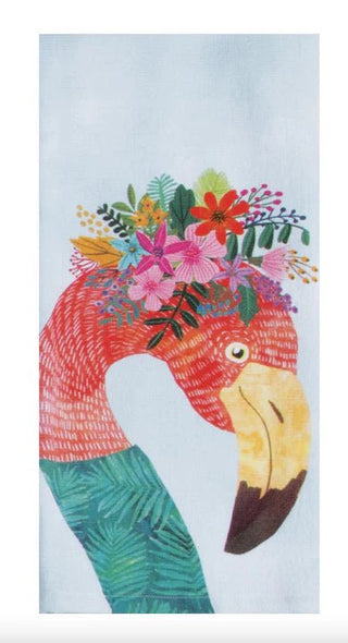 Flowers Everywhere Flamingo Dish Towel - Boutique Bella BellaHome Goods