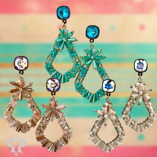 Flute beaded teardrop earring with Austrian crystal - LC - Boutique Bella BellaEarrings