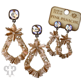 Flute beaded teardrop earring with Austrian crystal - LC - Boutique Bella BellaEarrings
