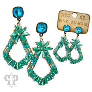 Flute beaded teardrop earring with Austrian crystal - LC - Boutique Bella BellaEarrings