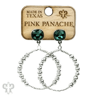 Foil and smooth bead circle earring with crystal, Austrian crystal - Boutique Bella BellaEarrings