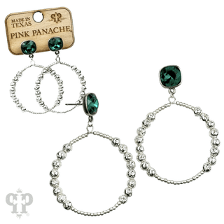 Foil and smooth bead circle earring with crystal, Austrian crystal - Boutique Bella BellaEarrings