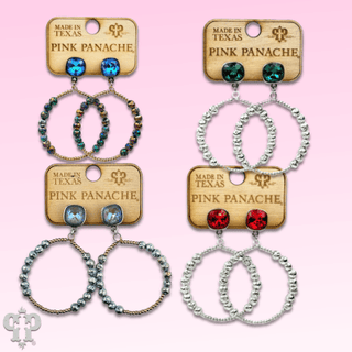 Foil and smooth bead circle earring with crystal, Austrian crystal - Boutique Bella BellaEarrings