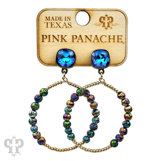 Foil and smooth bead circle earring with crystal, Austrian crystal - Boutique Bella BellaEarrings