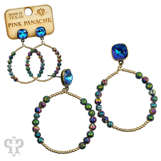 Foil and smooth bead circle earring with crystal, Austrian crystal - Boutique Bella BellaEarrings