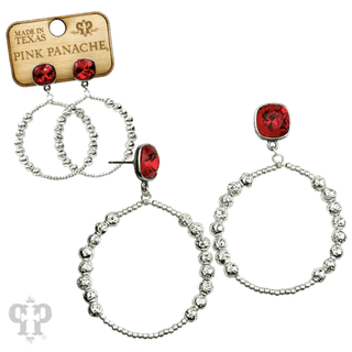 Foil and smooth bead circle earring with crystal, Austrian crystal - Boutique Bella BellaEarrings