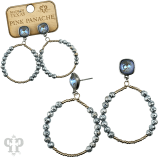 Foil and smooth bead circle earring with crystal, Austrian crystal - Boutique Bella BellaEarrings