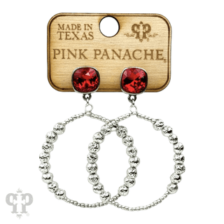 Foil and smooth bead circle earring with crystal, Austrian crystal - Boutique Bella BellaEarrings