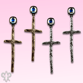 Foil cross earring with Austrian crystal - Boutique Bella BellaEarrings