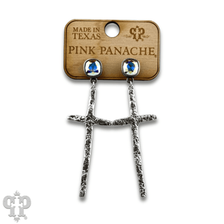 Foil cross earring with Austrian crystal - Boutique Bella BellaEarrings
